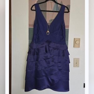 Alex Evenings Deep Purple V-Neck Tiered Midi Dress